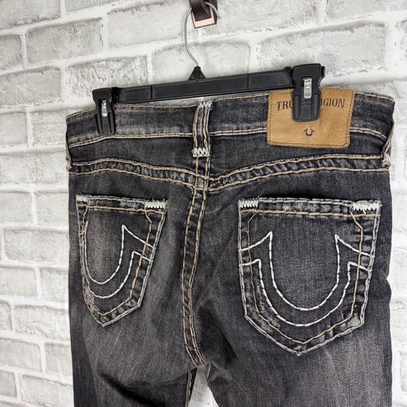 True Religion ROCCO Relaxed Skinny Black Denim Thick Stitch Jeans Mens 30 x 34 - Picture 4 of 12